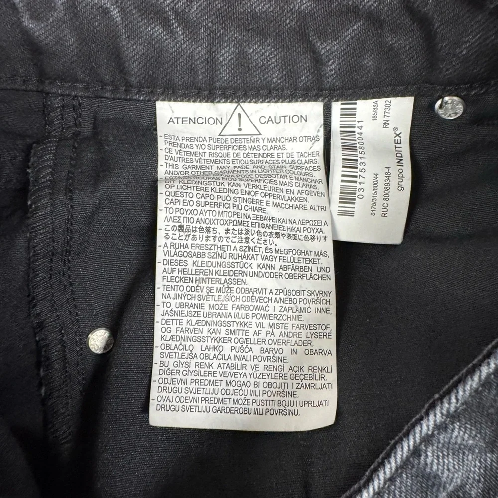 Zara Black Washed Wide-Leg Jeans with Side Zippers - Picture 9 of 9